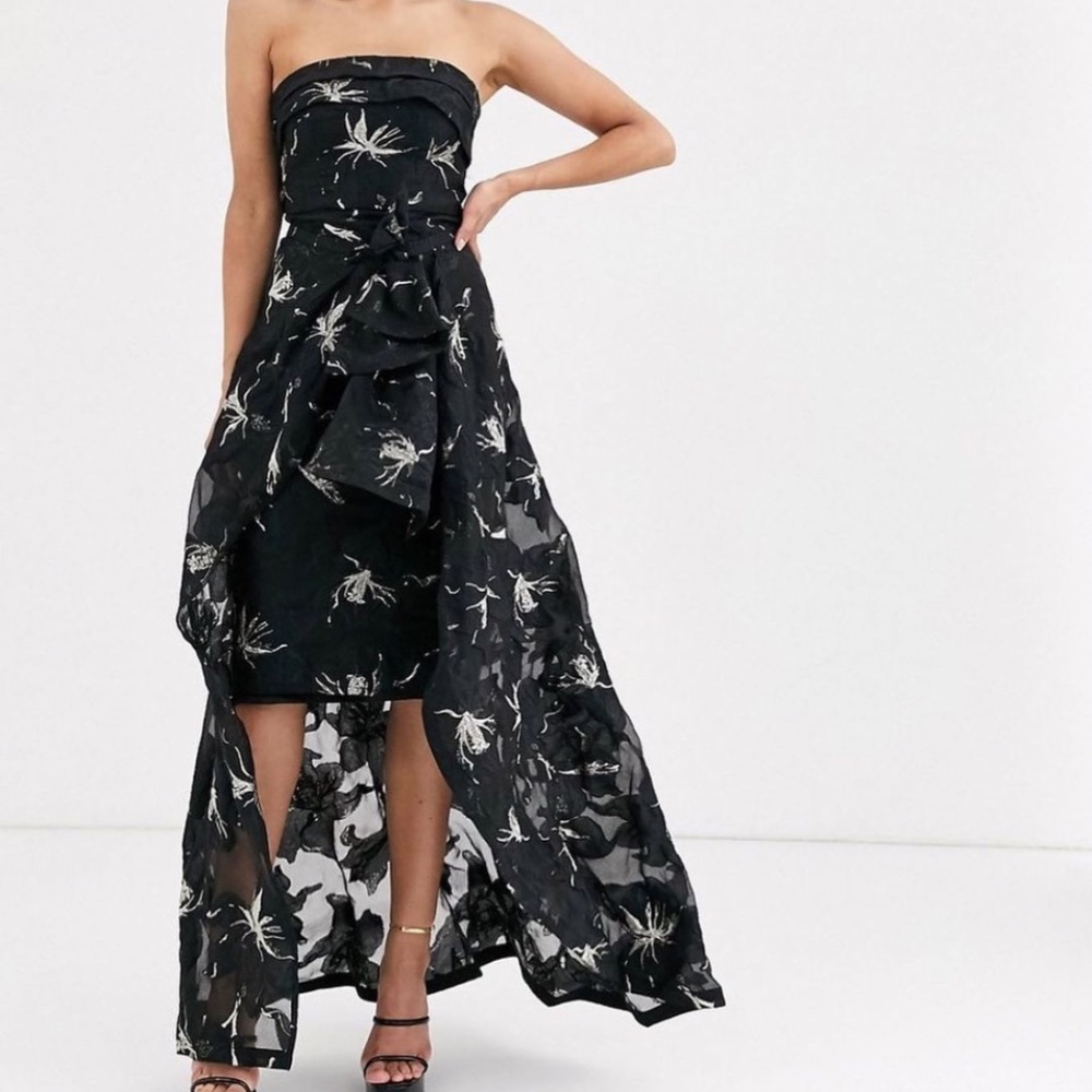 Bariano Black & Gold High Low Dress